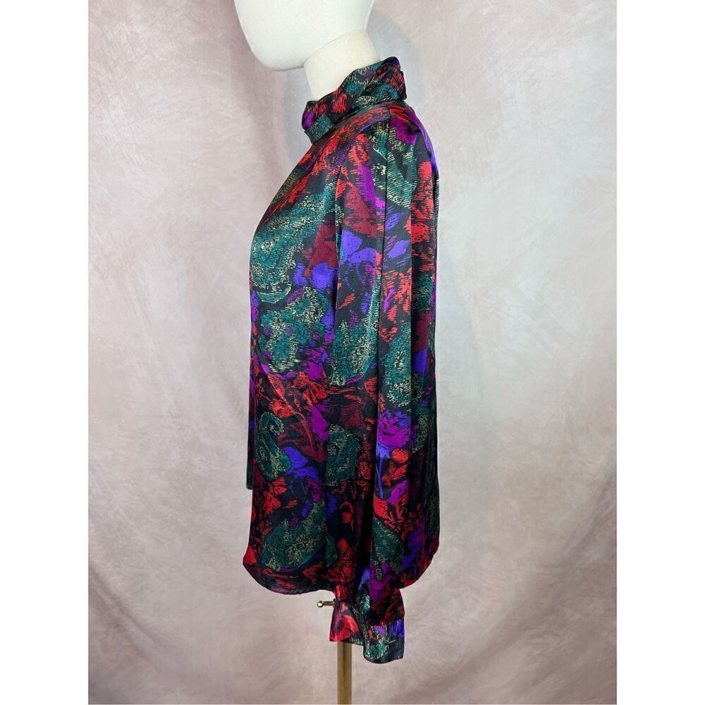 Vintage 1980s Abstract Watercolor Top Blouse - Picture 4 of 5